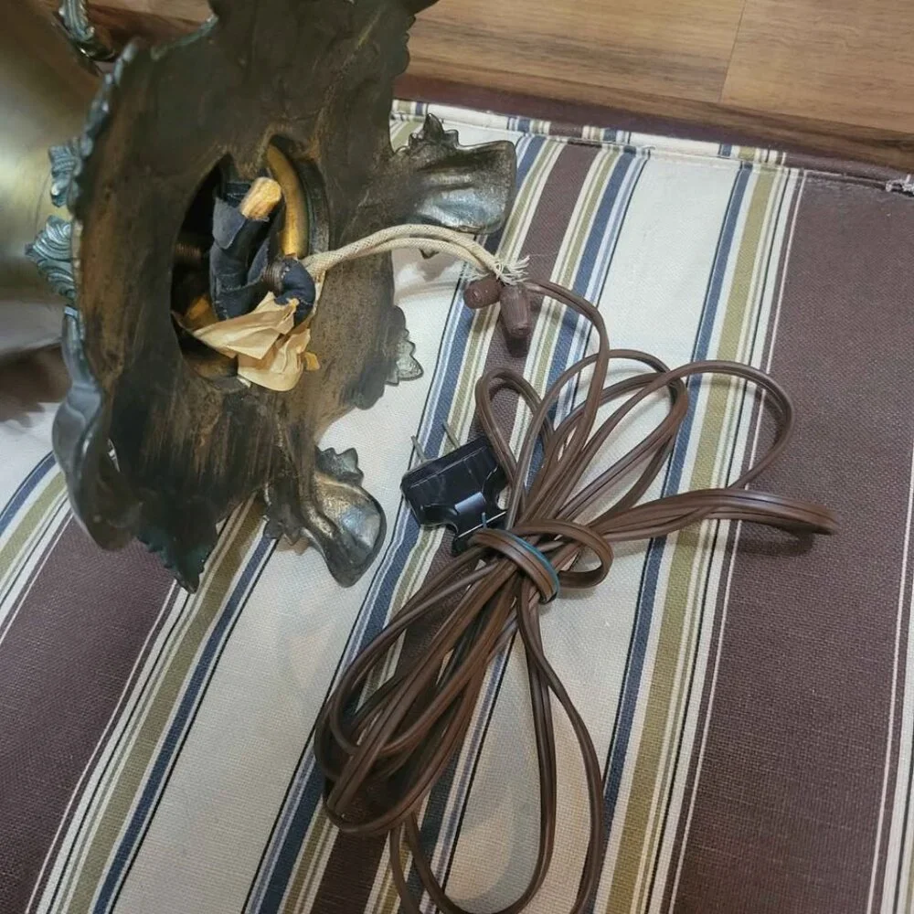 Antique Victorian or Art Nouveau Style Brass Table Lamp